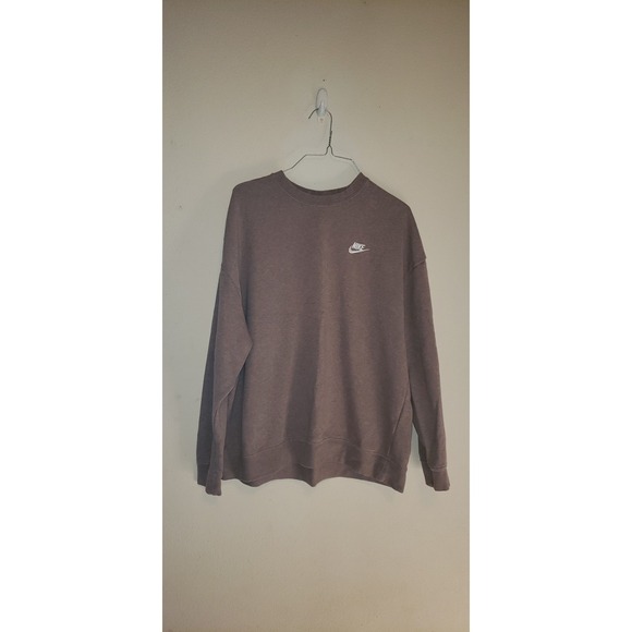 Nike Other - Nike Sportswear Club Fleece Crewneck Sweatshirt Brown Mocha Futura Logo Mens M